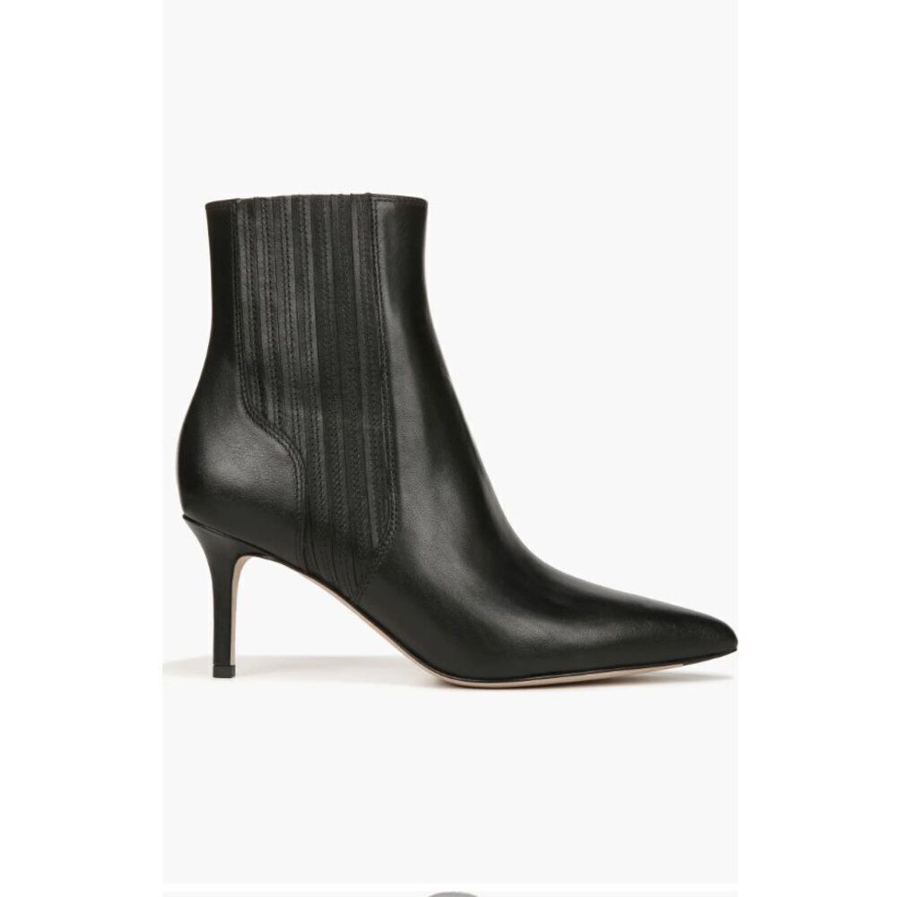 New  $495 Veronica Beard Lisa 70 Pointed Toe Black Leather Bootie US 9.5M